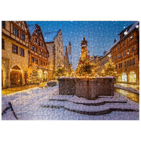 puzzleplate Christmas decorated fountain in the Herrngasse, Rothenburg ob der Tauber 500 Jigsaw Puzzle