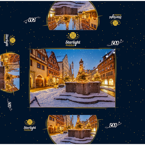 Christmas decorated fountain in the Herrngasse, Rothenburg ob der Tauber 500 Jigsaw Puzzle box 3D Modell