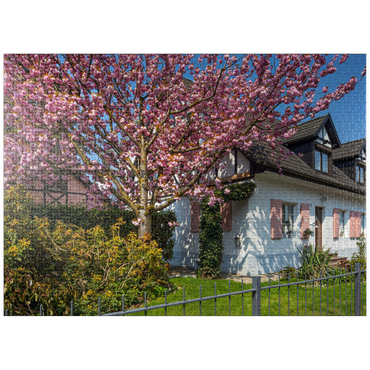 puzzleplate Flowering ornamental cherry on a residential building 1000 Jigsaw Puzzle