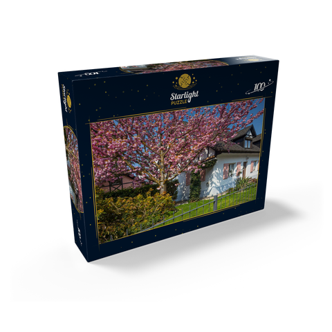 Flowering ornamental cherry on a residential building 100 Jigsaw Puzzle box view1
