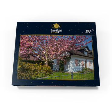 Flowering ornamental cherry on a residential building 100 Jigsaw Puzzle box view1