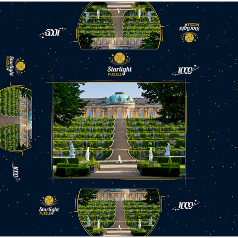 Sanssouci Palace with the vineyard terraces in the park, Potsdam 1000 Jigsaw Puzzle box 3D Modell