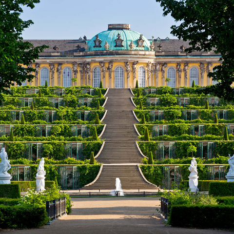Sanssouci Palace with the vineyard terraces in the park, Potsdam 100 Jigsaw Puzzle 3D Modell