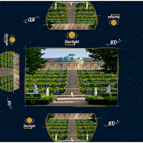 Sanssouci Palace with the vineyard terraces in the park, Potsdam 100 Jigsaw Puzzle box 3D Modell