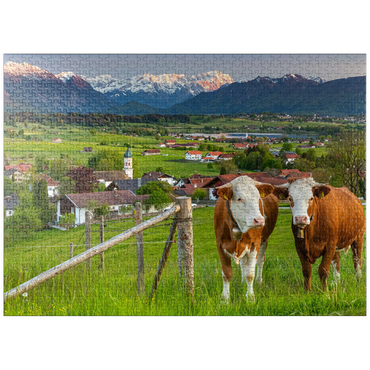 puzzleplate View from Aidlinger Höhe near Murnau am Staffelsee over Aidling with Riegsee lake 1000 Jigsaw Puzzle