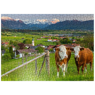 puzzleplate View from Aidlinger Höhe near Murnau am Staffelsee over Aidling with Riegsee lake 500 Jigsaw Puzzle