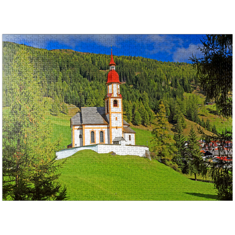 puzzleplate Mountain church in Obernberg am Brenner, Tyrol, Austria 1000 Jigsaw Puzzle