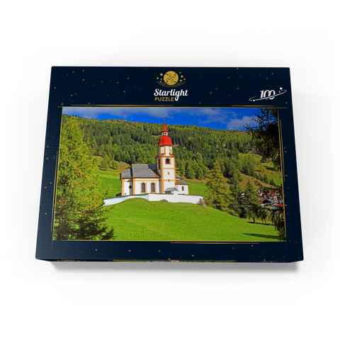 Mountain church in Obernberg am Brenner, Tyrol, Austria 100 Jigsaw Puzzle box view1