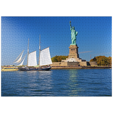 puzzleplate Sailing ship with the Statue of Liberty, Liberty Island, New York City, USA 1000 Jigsaw Puzzle