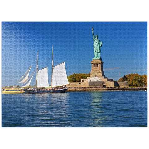 puzzleplate Sailing ship with the Statue of Liberty, Liberty Island, New York City, USA 1000 Jigsaw Puzzle