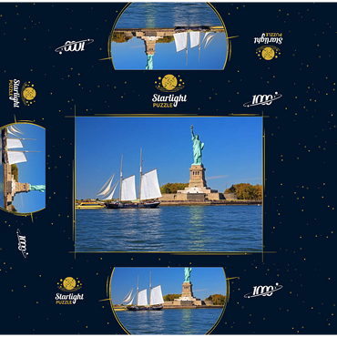 Sailing ship with the Statue of Liberty, Liberty Island, New York City, USA 1000 Jigsaw Puzzle box 3D Modell