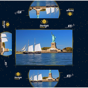 Sailing ship with the Statue of Liberty, Liberty Island, New York City, USA 100 Jigsaw Puzzle box 3D Modell
