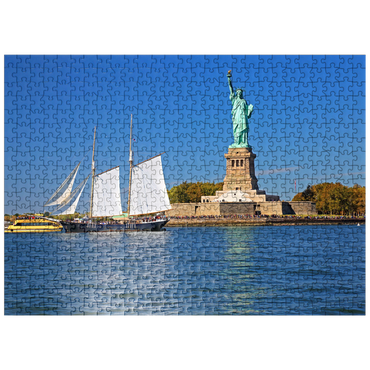 puzzleplate Sailing ship with the Statue of Liberty, Liberty Island, New York City, USA 500 Jigsaw Puzzle