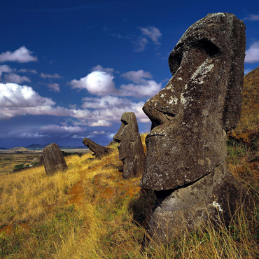 Moai figures at crater Rano Raraku, Easter Island, Chile 1000 Jigsaw Puzzle 3D Modell