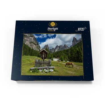 Marterl am Rechten Leger against Grasleitengruppe and Valbonagruppe, Trentino-Alto Adige, Italy 1000 Jigsaw Puzzle box view1