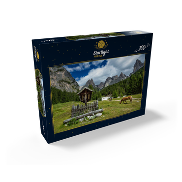Marterl am Rechten Leger against Grasleitengruppe and Valbonagruppe, Trentino-Alto Adige, Italy 100 Jigsaw Puzzle box view1