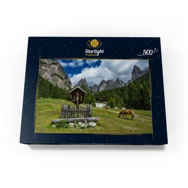Marterl am Rechten Leger against Grasleitengruppe and Valbonagruppe, Trentino-Alto Adige, Italy 500 Jigsaw Puzzle box view1
