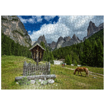 puzzleplate Marterl am Rechten Leger against Grasleitengruppe and Valbonagruppe, Trentino-Alto Adige, Italy 500 Jigsaw Puzzle