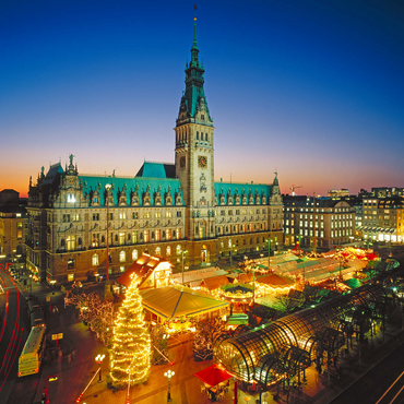 Christmas market at the town hall square with town hall, Hamburg 1000 Jigsaw Puzzle 3D Modell