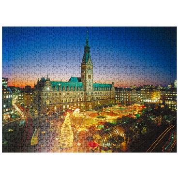 puzzleplate Christmas market at the town hall square with town hall, Hamburg 500 Jigsaw Puzzle