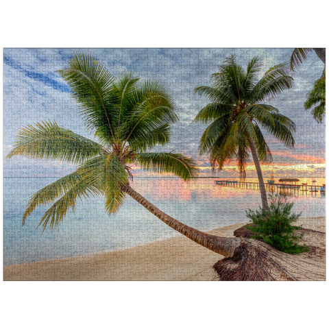 puzzleplate Palm Beach at Hauru Point, Moorea Island, French Polynesia, South Seas 1000 Jigsaw Puzzle