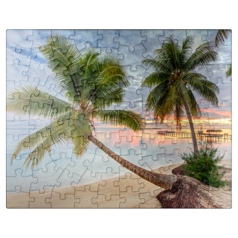 puzzleplate Palm Beach at Hauru Point, Moorea Island, French Polynesia, South Seas 100 Jigsaw Puzzle