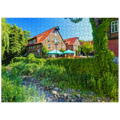 puzzleplate Warehouse houses at the Stadtstreek in the center, Rotenburg (Wümme), Lüneburger Heide 500 Jigsaw Puzzle