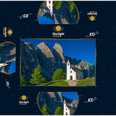 Church at Gardena Pass with Sella Group, Dolomites, Trentino-South Tyrol 100 Jigsaw Puzzle box 3D Modell