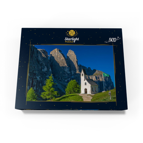 Church at Gardena Pass with Sella Group, Dolomites, Trentino-South Tyrol 500 Jigsaw Puzzle box view1