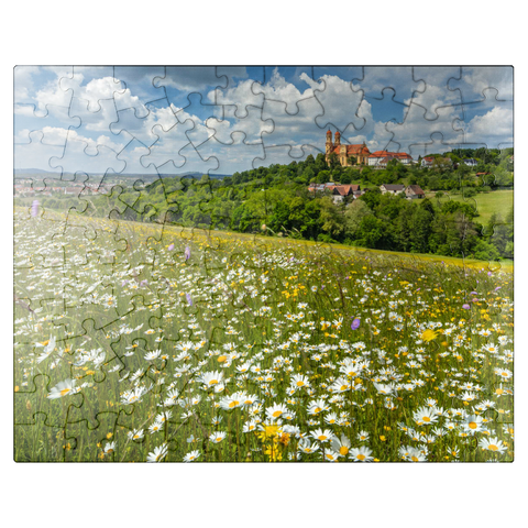 puzzleplate Schönenbergkirche, pilgrimage church Schönenberg near Ellwangen, Ostalbkreis, Swabian Alb 100 Jigsaw Puzzle