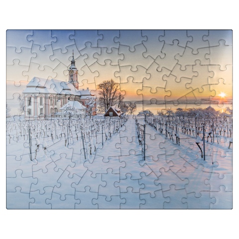 puzzleplate Evening at the pilgrimage church Birnau near Unteruhldingen at Lake Constance 100 Jigsaw Puzzle
