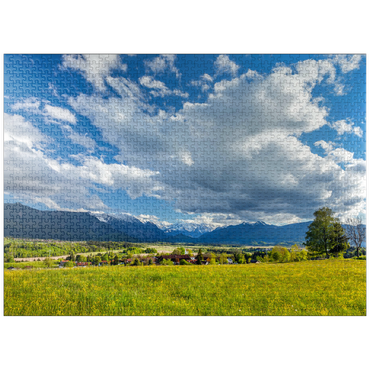puzzleplate View over the district of Hagen over the Murnauer Moos to the Wetterstein mountains in springtime 1000 Jigsaw Puzzle