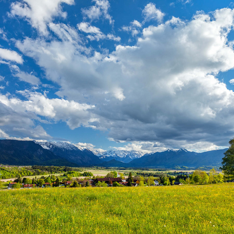 View over the district of Hagen over the Murnauer Moos to the Wetterstein mountains in springtime 1000 Jigsaw Puzzle 3D Modell