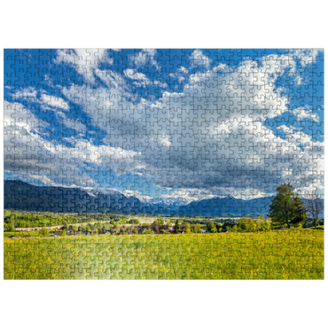 puzzleplate View over the district of Hagen over the Murnauer Moos to the Wetterstein mountains in springtime 500 Jigsaw Puzzle