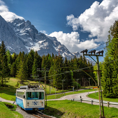 Bavarian Zugspitze Railway against Zugspitze (2962m) near Garmisch-Partenkirchen 1000 Jigsaw Puzzle 3D Modell