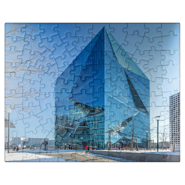 puzzleplate cube berlin, office building at Washingtonplatz in winter 100 Jigsaw Puzzle