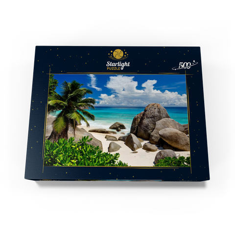 Granite rocks at Carana Beach in Carana Bay, northern tip of Mahe Island, Seychelles 500 Jigsaw Puzzle box view1