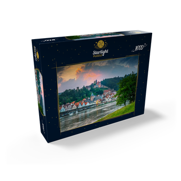 Historic center with Hirschhorn castle in the evening 1000 Jigsaw Puzzle box view1