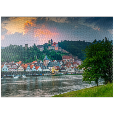 puzzleplate Historic center with Hirschhorn castle in the evening 1000 Jigsaw Puzzle