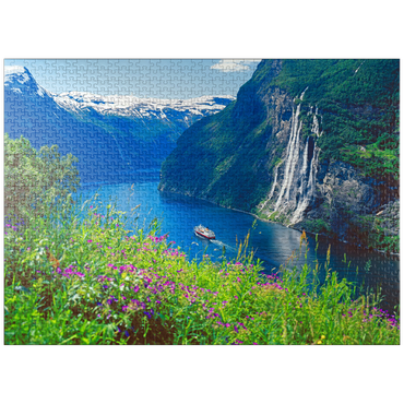 puzzleplate Geiranger Fjord and Seven Sisters Waterfall, Central Norway, Norway 1000 Jigsaw Puzzle