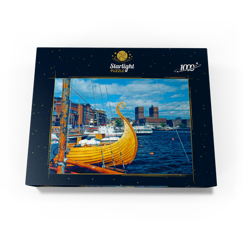 Port at Aker Brygge with city hall, Oslo, Norway 1000 Jigsaw Puzzle box view1