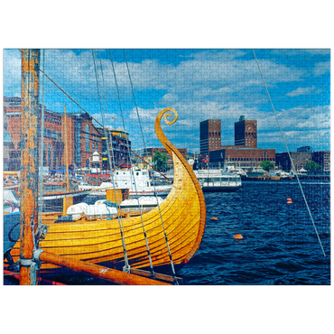 puzzleplate Port at Aker Brygge with city hall, Oslo, Norway 1000 Jigsaw Puzzle