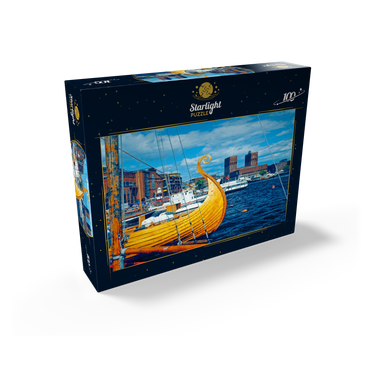 Port at Aker Brygge with city hall, Oslo, Norway 100 Jigsaw Puzzle box view1