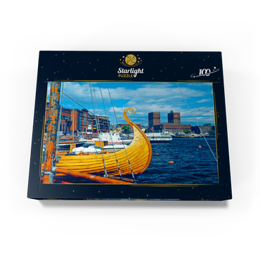 Port at Aker Brygge with city hall, Oslo, Norway 100 Jigsaw Puzzle box view1