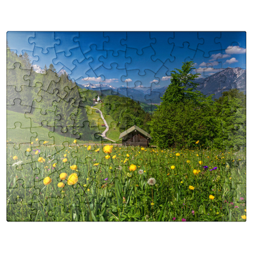 puzzleplate Way to Wamberg against Zugspitze (2962m), Daniel (2340m) in Tyrol, and Kramer (1985m) 100 Jigsaw Puzzle