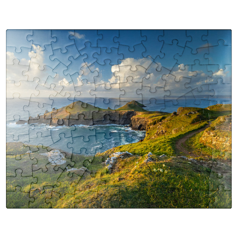 puzzleplate Coastal Path, coastal path at The Rumps near Polzeath, north coast, Cornwall, England 100 Jigsaw Puzzle