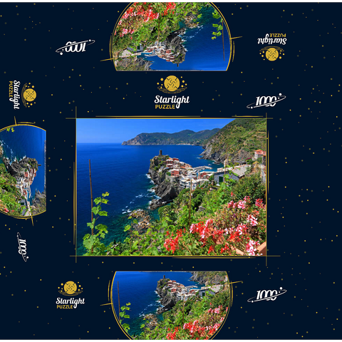 Coastal landscape with view of Vernazza, Italian Riviera, Cinque Terre, Liguria, Italy 1000 Jigsaw Puzzle box 3D Modell