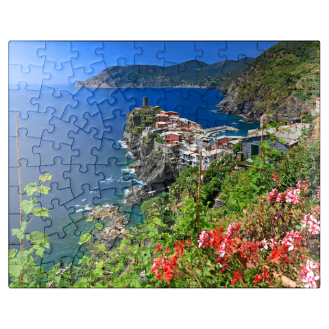 puzzleplate Coastal landscape with view of Vernazza, Italian Riviera, Cinque Terre, Liguria, Italy 100 Jigsaw Puzzle