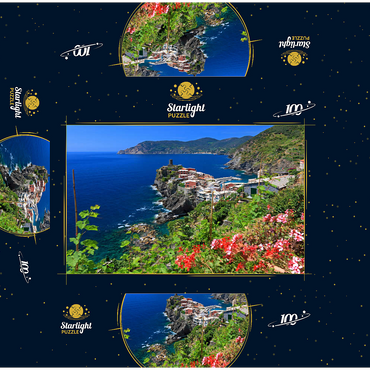 Coastal landscape with view of Vernazza, Italian Riviera, Cinque Terre, Liguria, Italy 100 Jigsaw Puzzle box 3D Modell