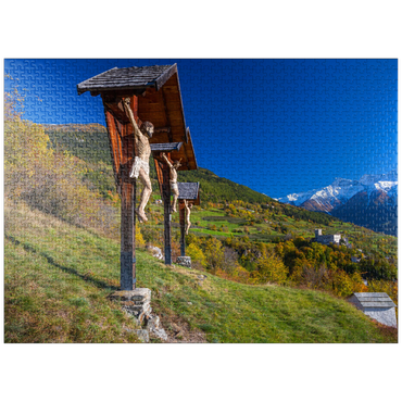puzzleplate Churburg against Stilfser Joch National Park, Schluderns, Vinschgau, Trentino-South Tyrol, Italy 1000 Jigsaw Puzzle